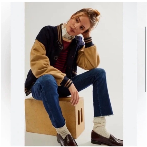 NWT Free People Home Run Varsity Bomber Jacket Large - Picture 3 of 7